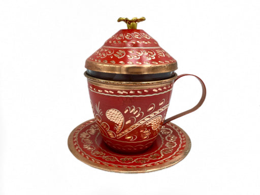 Lavina | Copper Cup with Lid Erzincan Design Lavina Mugs