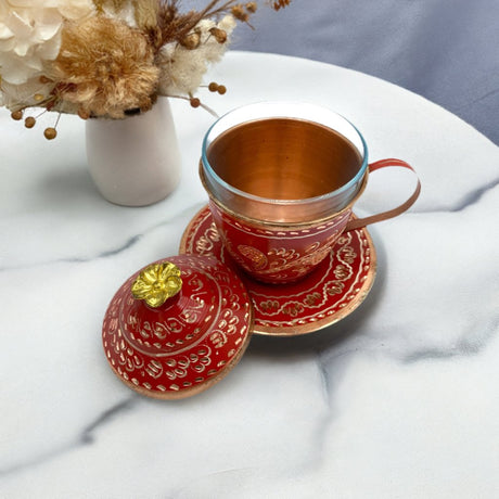 Lavina | Copper Cup with Lid Erzincan Design