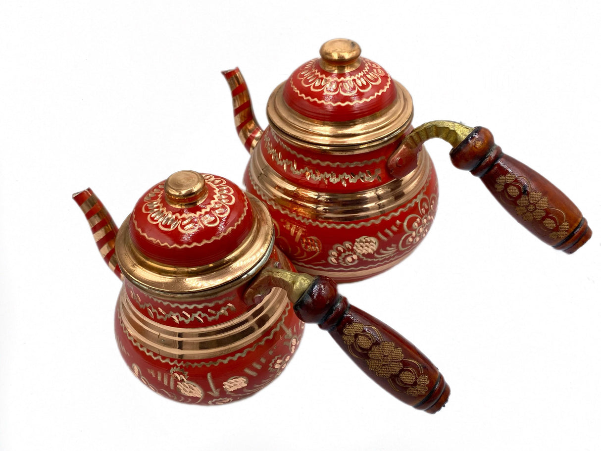 Lavina | Copper Double Turkish Teapot with Erzincan Design