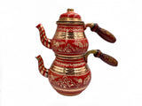 Lavina | Copper Double Turkish Teapot with Erzincan Design