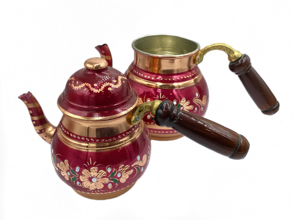 Lavina | Copper Double Turkish Teapot with Erzincan Design