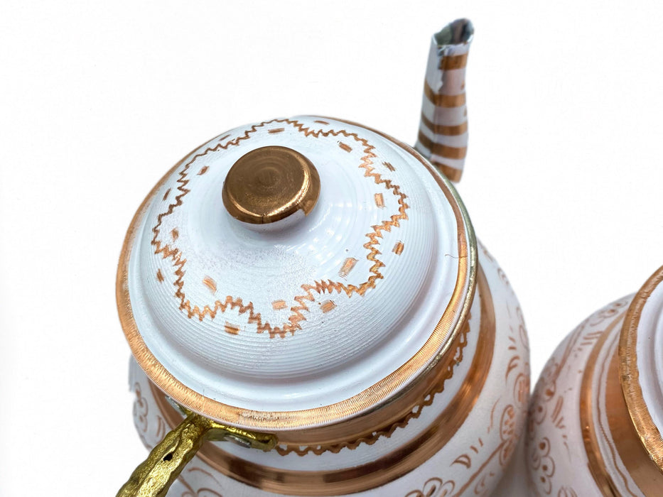 Lavina | Copper Double Turkish Teapot with Erzincan Design Lavina Tea Pot