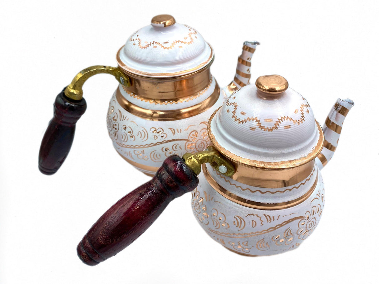 Lavina | Copper Double Turkish Teapot with Erzincan Design