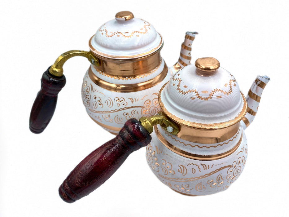 Lavina | Copper Double Turkish Teapot with Erzincan Design