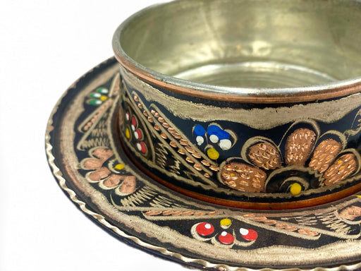 Lavina | Copper Soup & Asure Bowl and Plate with Erzincan Style (16 cm) Lavina Soup Bowl