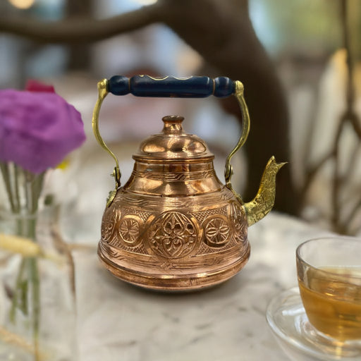 Lavina | Copper Tea Pot Traditional Patterned (19 cm) Lavina Tea Pot
