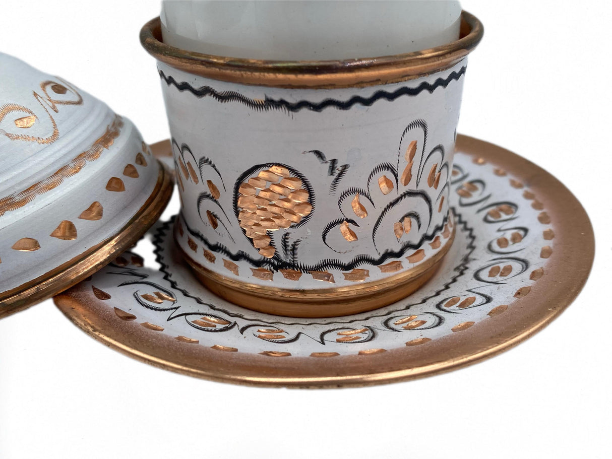 Lavina | Copper Turkish Coffee Cup with Lid Erzincan Design