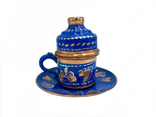 Lavina | Copper Turkish Coffee Cup with Lid Erzincan Design Lavina Coffee Cup