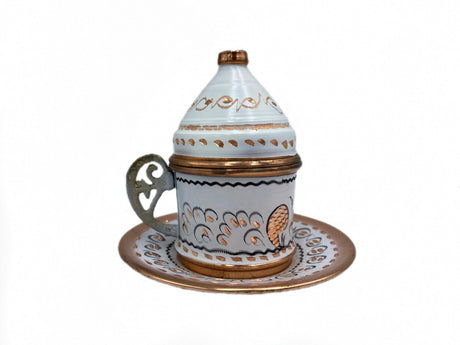 Lavina | Copper Turkish Coffee Cup with Lid Erzincan Design