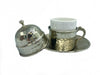 Lavina | Copper Turkish Coffee Cup with Lid Silver Color Lavina Coffee Cup