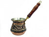 Lavina | Copper Turkish Coffee Pot Black Flower Design with Wooden Handle No. 1