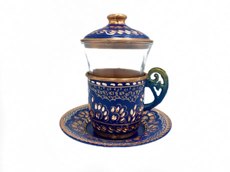 Lavina | Copper Turkish Tea Cup with Lid Erzincan Design