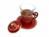 Lavina | Copper Turkish Tea Cup with Lid Erzincan Design