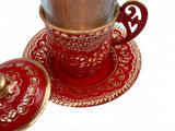 Lavina | Copper Turkish Tea Cup with Lid Erzincan Design