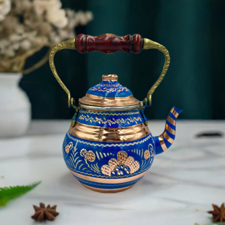 Lavina | Copper Turkish Teapot with Erzincan Design