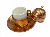 Lavina | Copper Turkish Coffee Cup with Lid and Plate (10 cm)