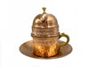 Lavina | Gold Turkish Coffee Cup with Lid and Plate (10 cm) Lavina Coffee Set