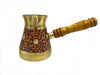 Lavina | Red Bronze Turkish Coffee Pot with Wooden Handle Indian Design (11 cm)