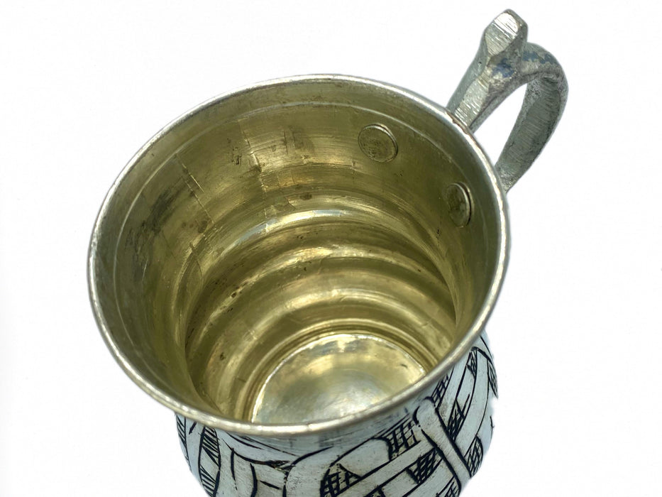 Lavina | Silver Copper Cup with Black Line Patterned (10 cm)