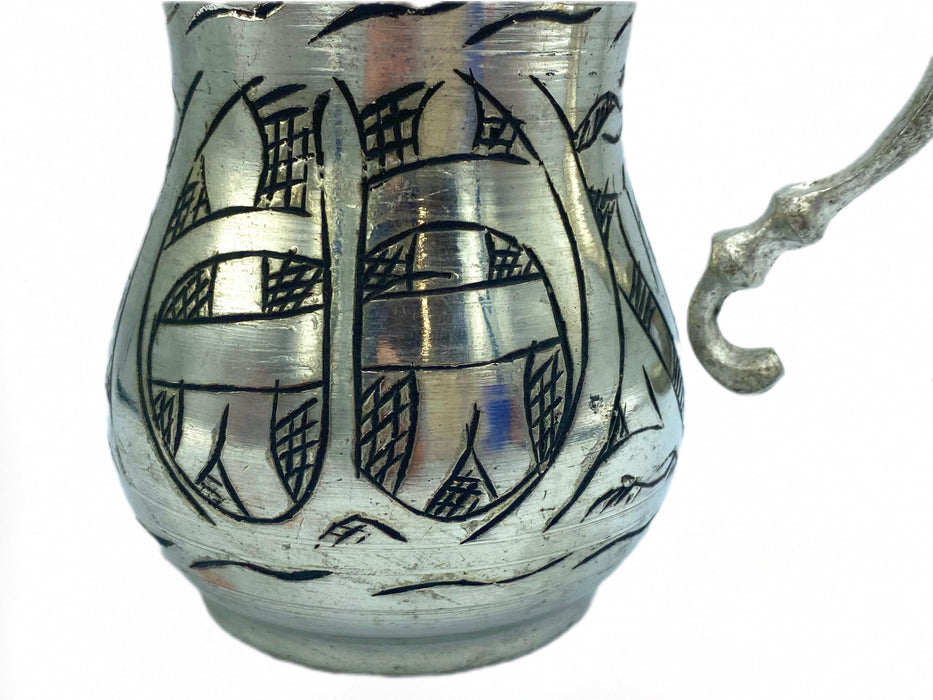 Lavina | Silver Copper Cup with Black Line Patterned (10 cm)
