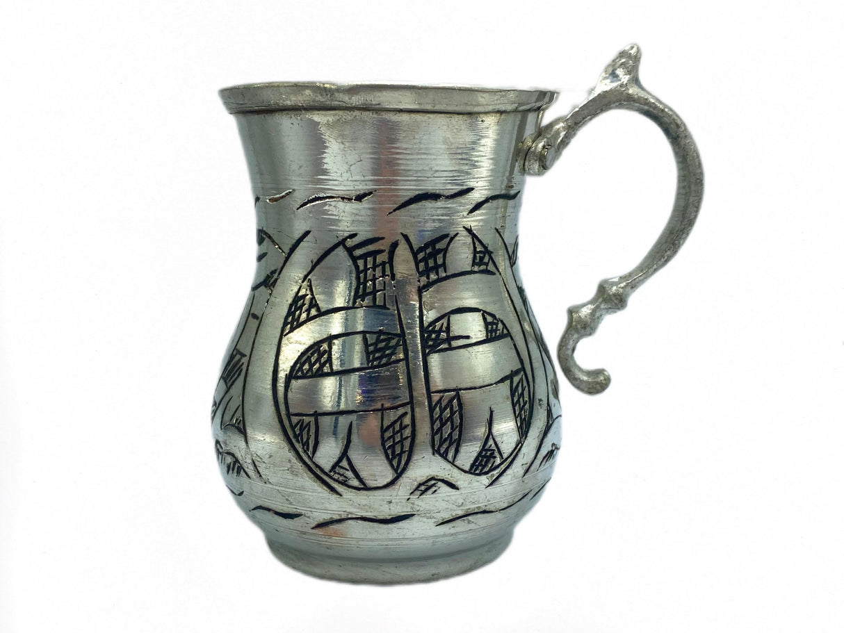 Lavina | Silver Copper Cup with Black Line Patterned (10 cm)