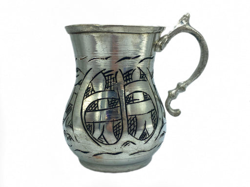 Lavina | Silver Copper Cup with Black Line Patterned (10 cm) Lavina Mugs