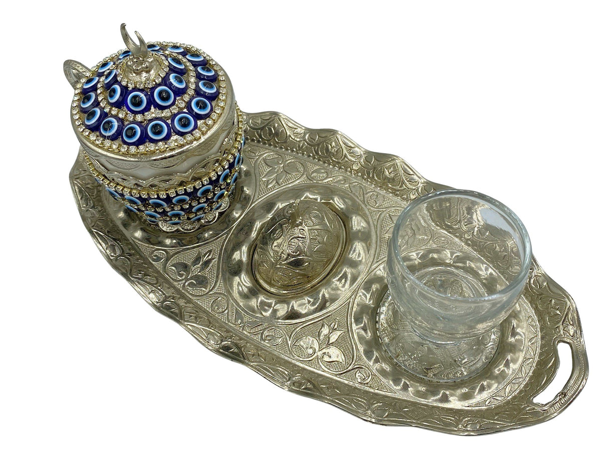 Lavina | Turkish Coffee Cup Set With Nazar Bead Design