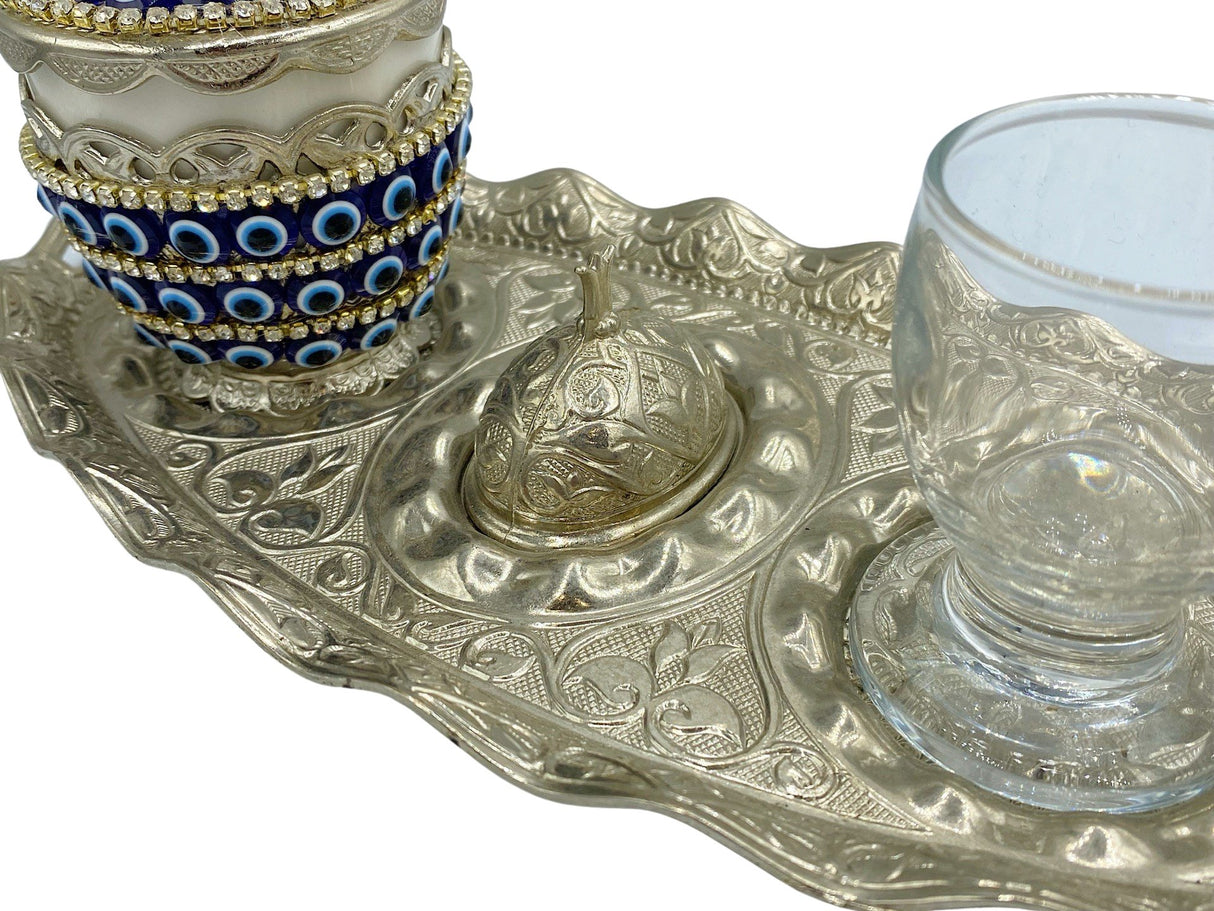 Lavina | Turkish Coffee Cup Set With Nazar Bead Design