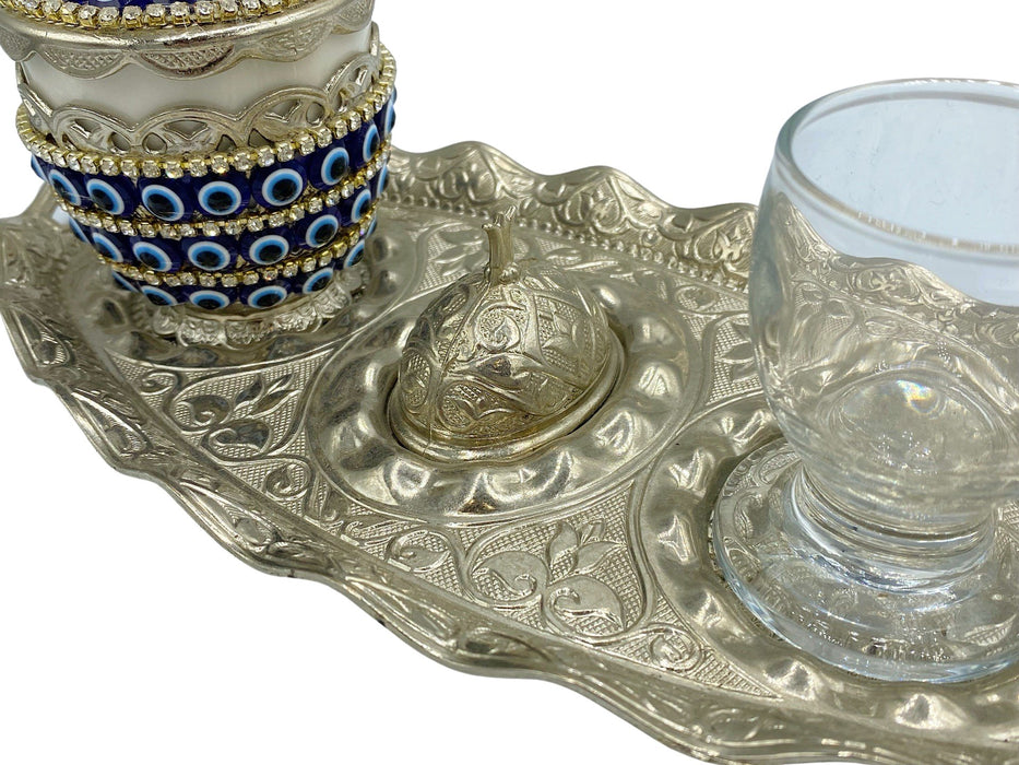 Lavina | Turkish Coffee Cup Set With Nazar Bead Design Lavina Coffee Set