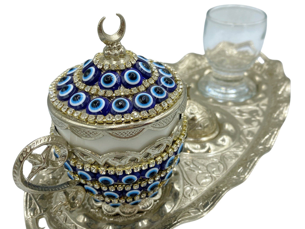 Lavina | Turkish Coffee Cup Set With Nazar Bead Design