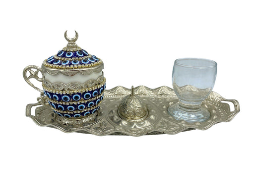 Lavina | Turkish Coffee Cup Set With Nazar Bead Design