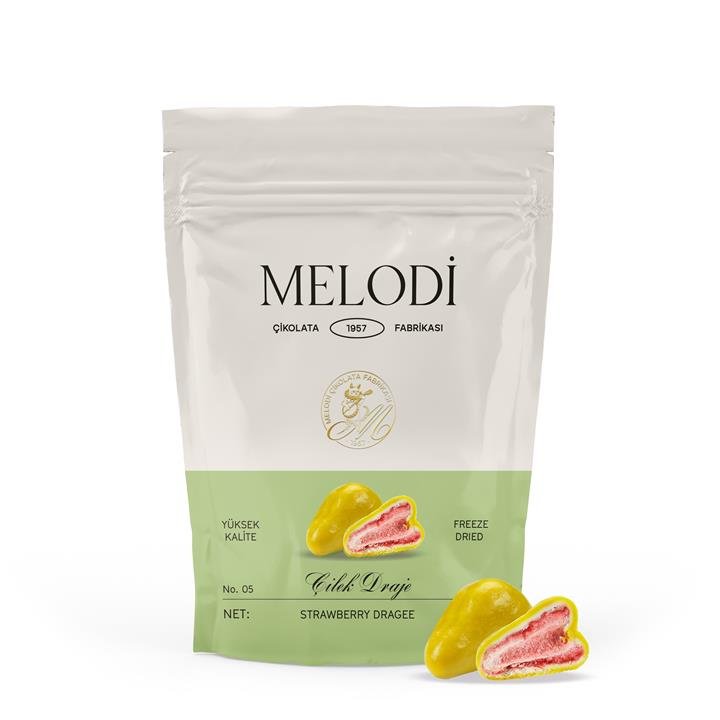 Melodi - White Chocolate Covered Colored Strawberry Dragee - 80 Grams - TryAladdin