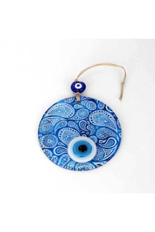 Mixperi | Blue and White Glass Nazar Bead Handcrafted Glass Wall Ornament