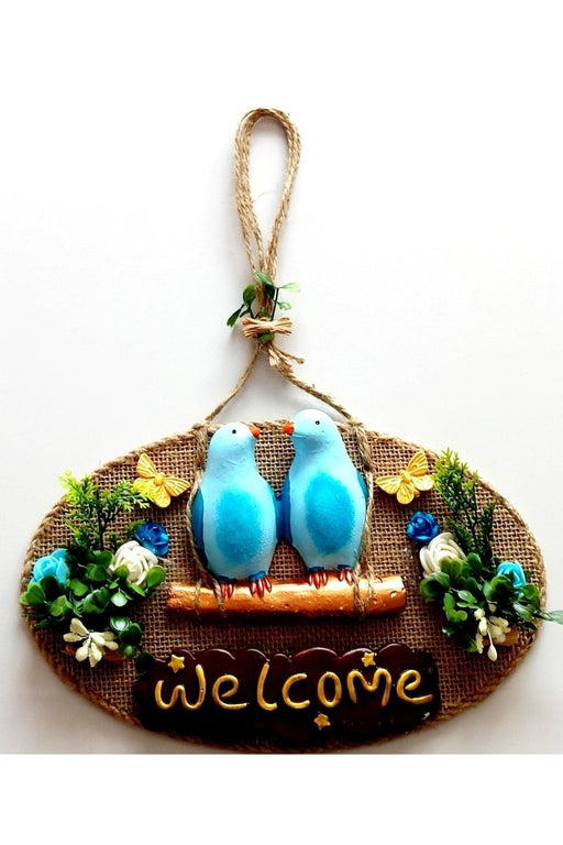 Mixperi | Blue Bird Flower Welcome Printed Door Ornament
