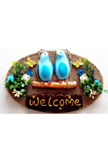 Mixperi | Blue Bird Flower Welcome Printed Door Ornament