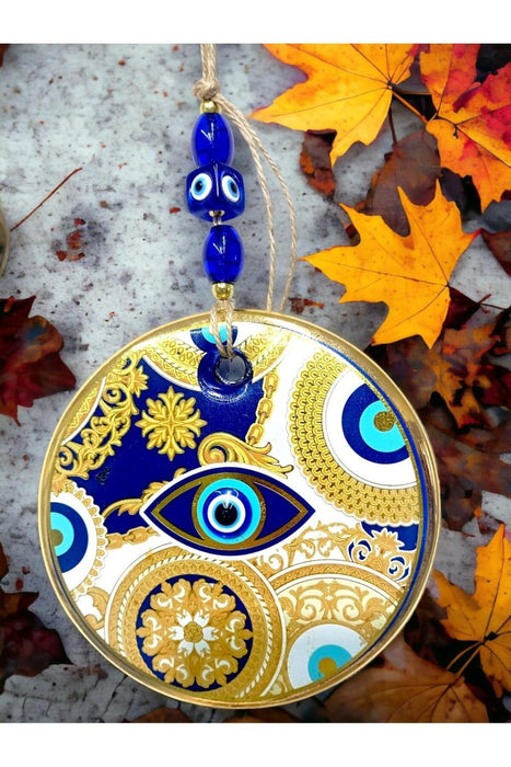 Mixperi | Blue Embroidered With Yellow Motif Wall Ornament Mixperi Islamic, Pillow Case Set, Clock, Spiritual, Candle Set, Rug, Vase, Door Mats, Wall Ornaments