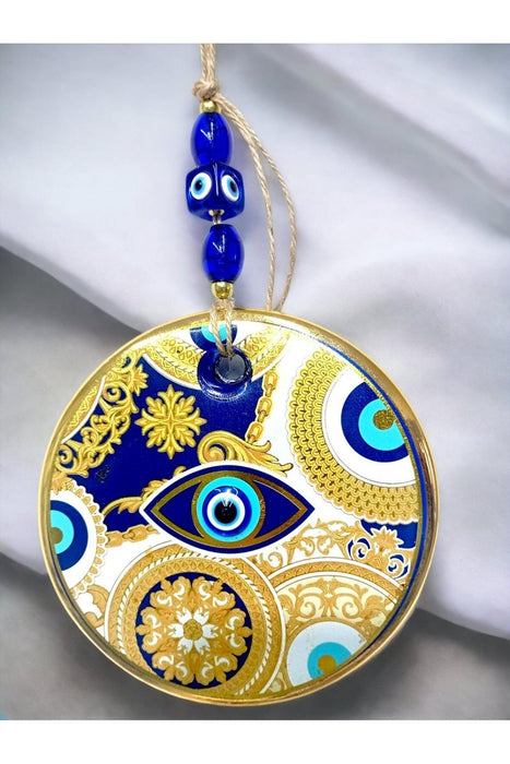 Mixperi | Blue Embroidered With Yellow Motif Wall Ornament Mixperi Islamic, Pillow Case Set, Clock, Spiritual, Candle Set, Rug, Vase, Door Mats, Wall Ornaments