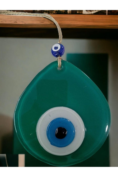 Mixperi | Blue Nazar Beaded Green Color Drop Pattern Handmade Wall Ornament