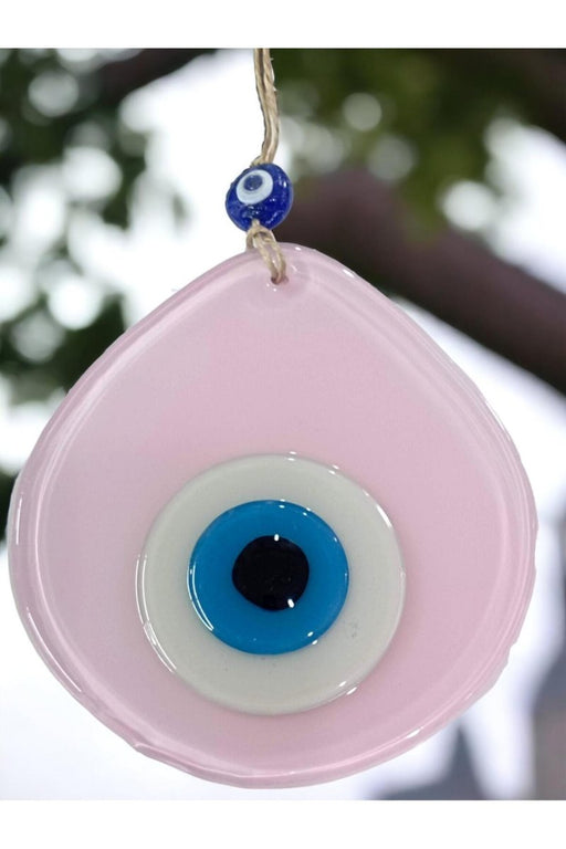 Mixperi | Blue Nazar Beaded Powder Pink Drop Pattern Handmade Wall Ornament