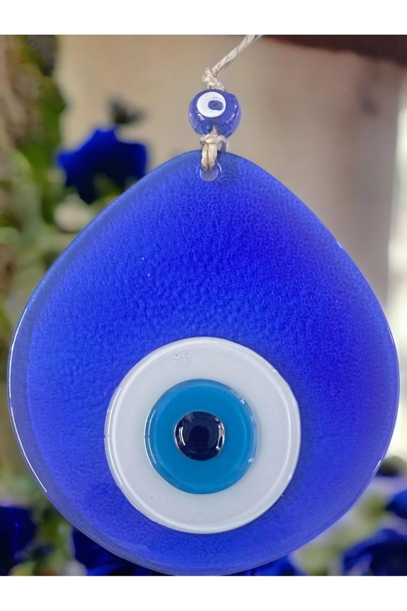 Mixperi | Blue Nazar Beaded Transparent Drop Pattern Handmade Wall Ornament