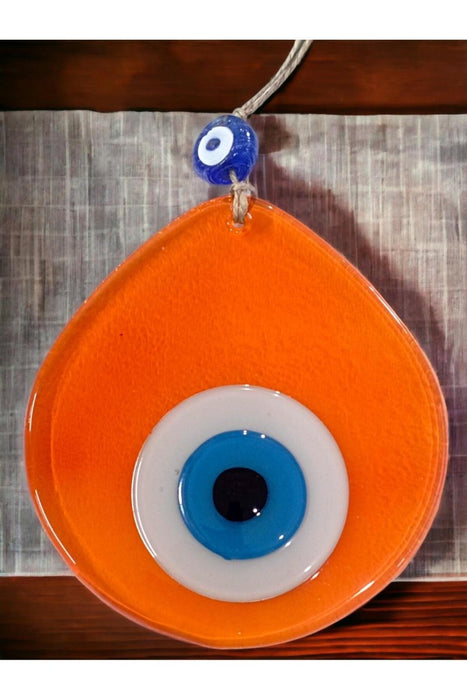 Mixperi | Blue Nazar Beaded Transparent Orange Color Drop Pattern Handmade Wall Ornament Mixperi Islamic, Pillow Case Set, Clock, Spiritual, Candle Set, Rug, Vase, Door Mats, Wall Ornaments
