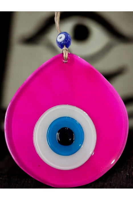 Mixperi | Blue Nazar Beaded Transparent Pink Color Drop Pattern Handmade Wall Ornament Mixperi Islamic, Pillow Case Set, Clock, Spiritual, Candle Set, Rug, Vase, Door Mats, Wall Ornaments
