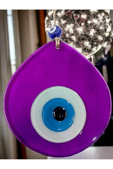 Mixperi | Blue Nazar Beaded Transparent Purple Color Drop Pattern Handmade Wall Ornament