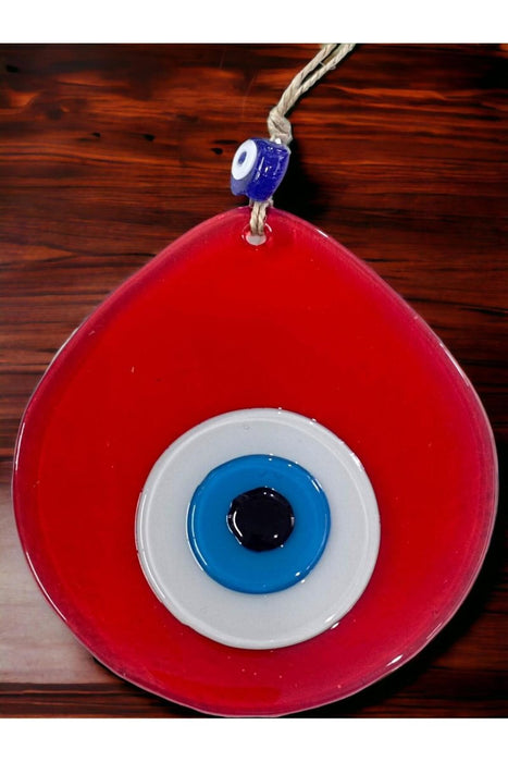 Mixperi | Blue Nazar Beaded Transparent Red Color Drop Pattern Handmade Wall Ornament Mixperi Islamic, Pillow Case Set, Clock, Spiritual, Candle Set, Rug, Vase, Door Mats, Wall Ornaments