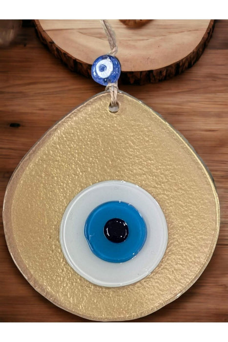 Mixperi | Blue Nazar Beads Gold Color Drop Pattern Handmade Wall Ornament Mixperi Islamic, Pillow Case Set, Clock, Spiritual, Candle Set, Rug, Vase, Door Mats, Wall Ornaments