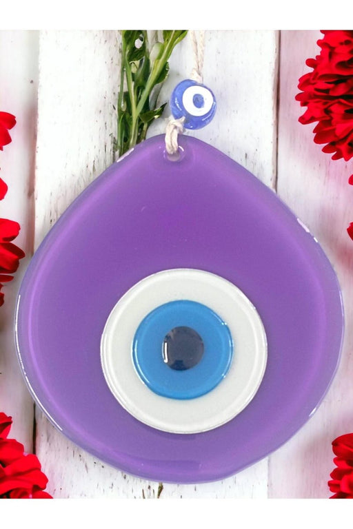 Mixperi | Blue Nazar Beads Purple Color Drop Pattern Handmade Wall Ornament Mixperi Islamic, Pillow Case Set, Clock, Spiritual, Candle Set, Rug, Vase, Door Mats, Wall Ornaments