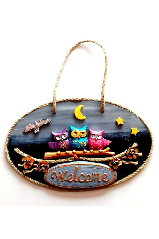 Mixperi | Colorful Owl Welcome Handmade Door Ornament