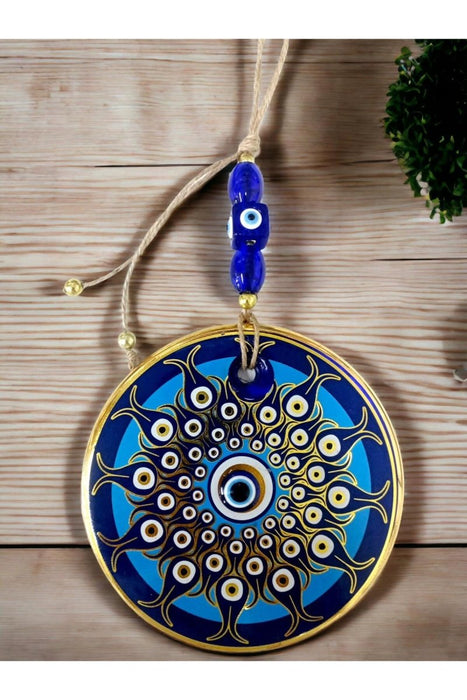 Mixperi | Decorative Pattern Nazar Bead Glass Wall Ornament Mixperi Islamic, Pillow Case Set, Clock, Spiritual, Candle Set, Rug, Vase, Door Mats, Wall Ornaments