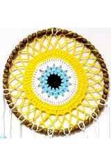 Mixperi | Dream Catcher with Nazar Bead Motif Handmade Yellow Wall Ornament