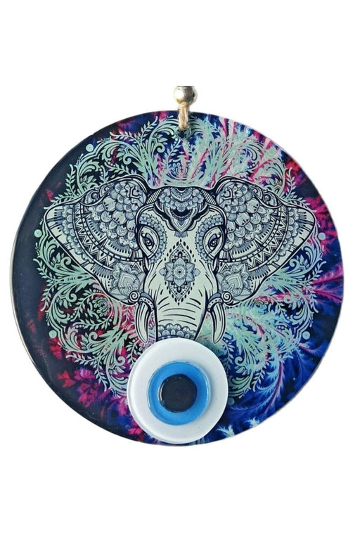 Mixperi | Elephant Figured Nazar Bead Fusion Glass Wall Ornament